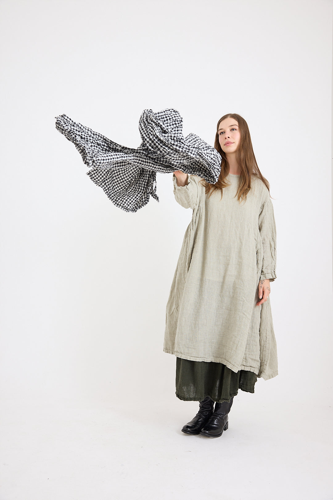 Olive Dress - Mid Weight Rustic Linen Gauze