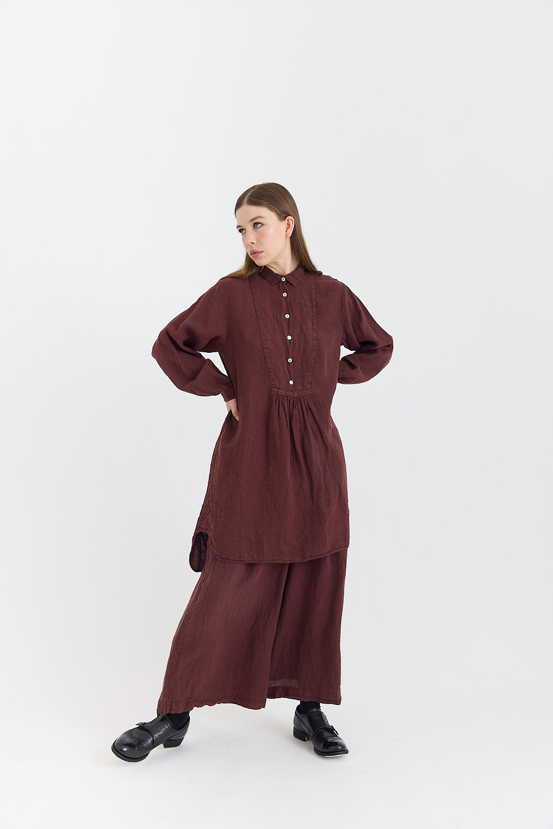 Fran Long Tunic Shirt - Light Linen