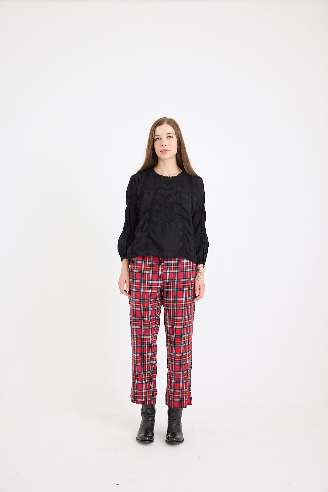 Lexi Capri Pant in Red Tartan Check