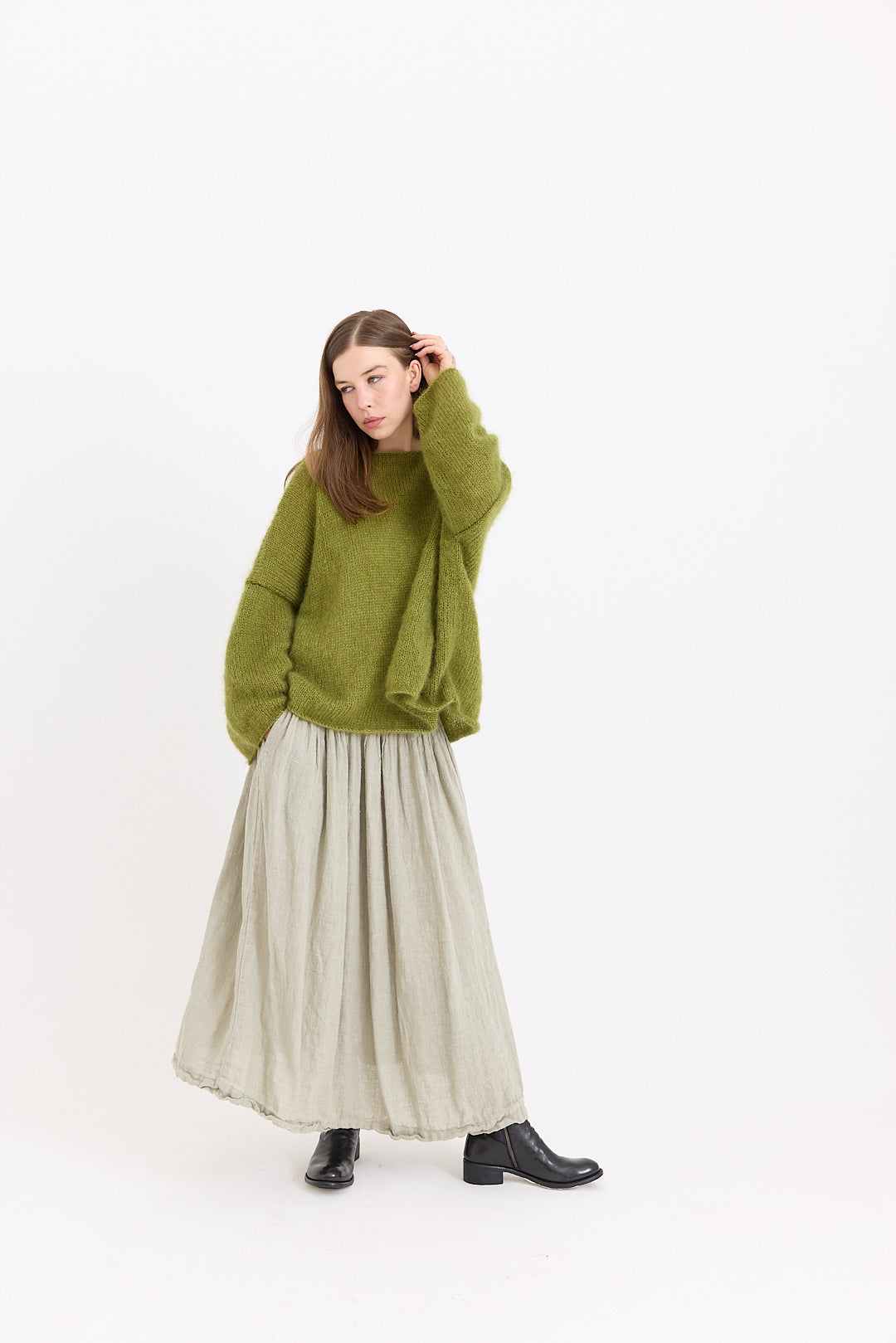 Primrose Pleated Skirt - Rustic Gauze Linen