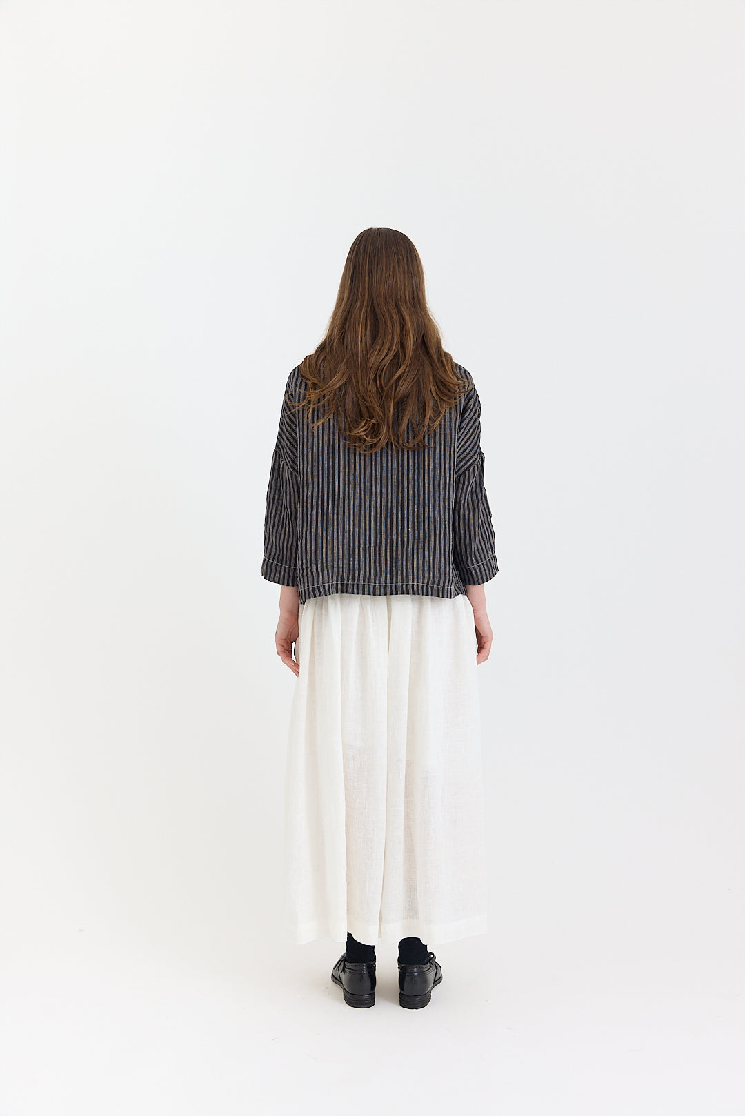 Rae Shirt - Fine Black and White Stripe Linen