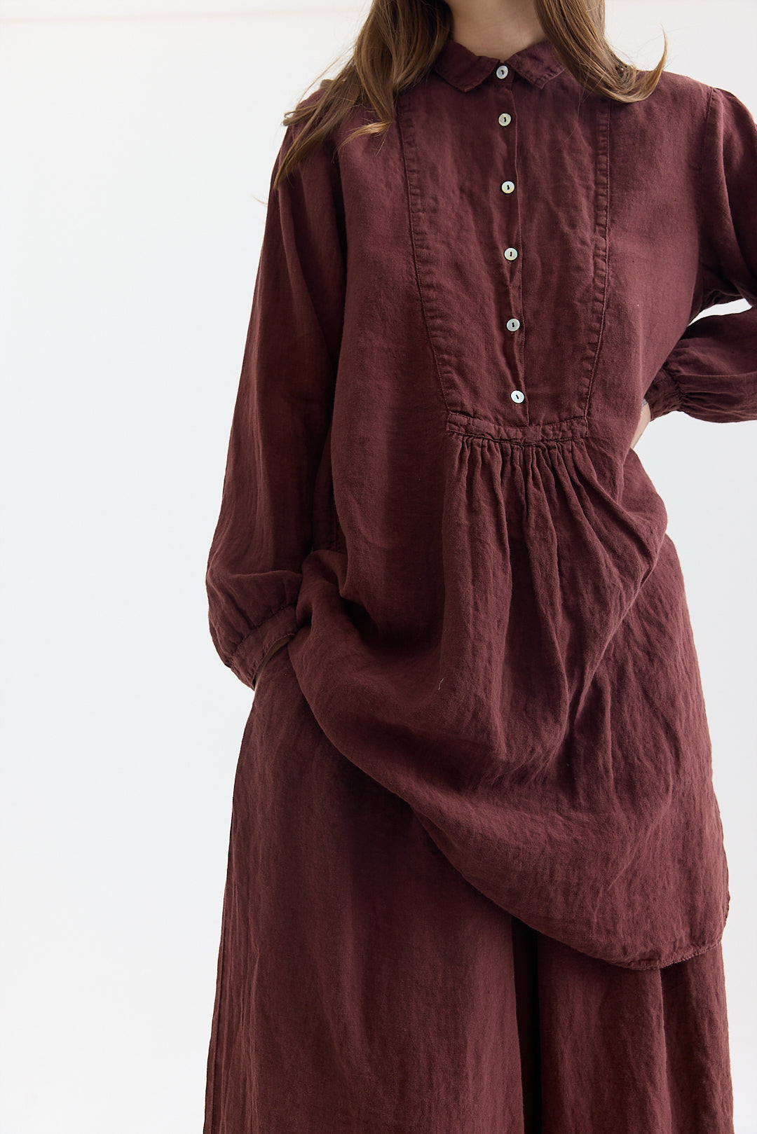 Fran Long Tunic Shirt - Light Linen