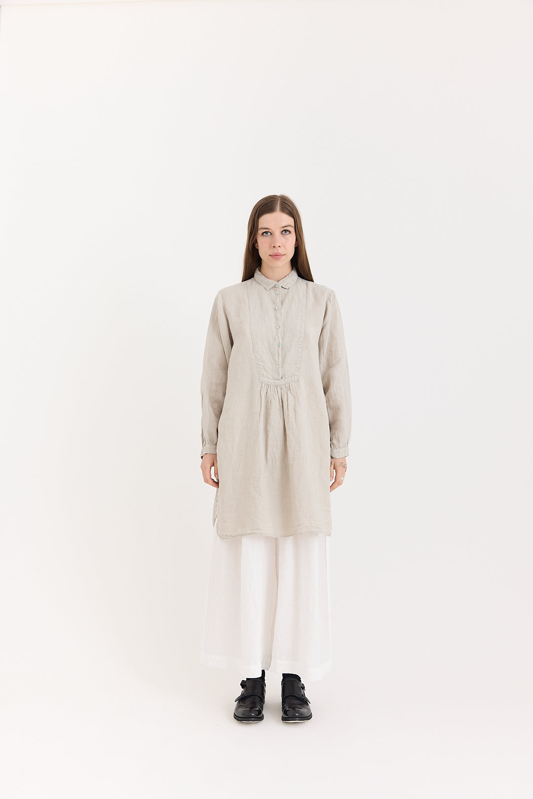 Fran Long Tunic Shirt - Light Linen