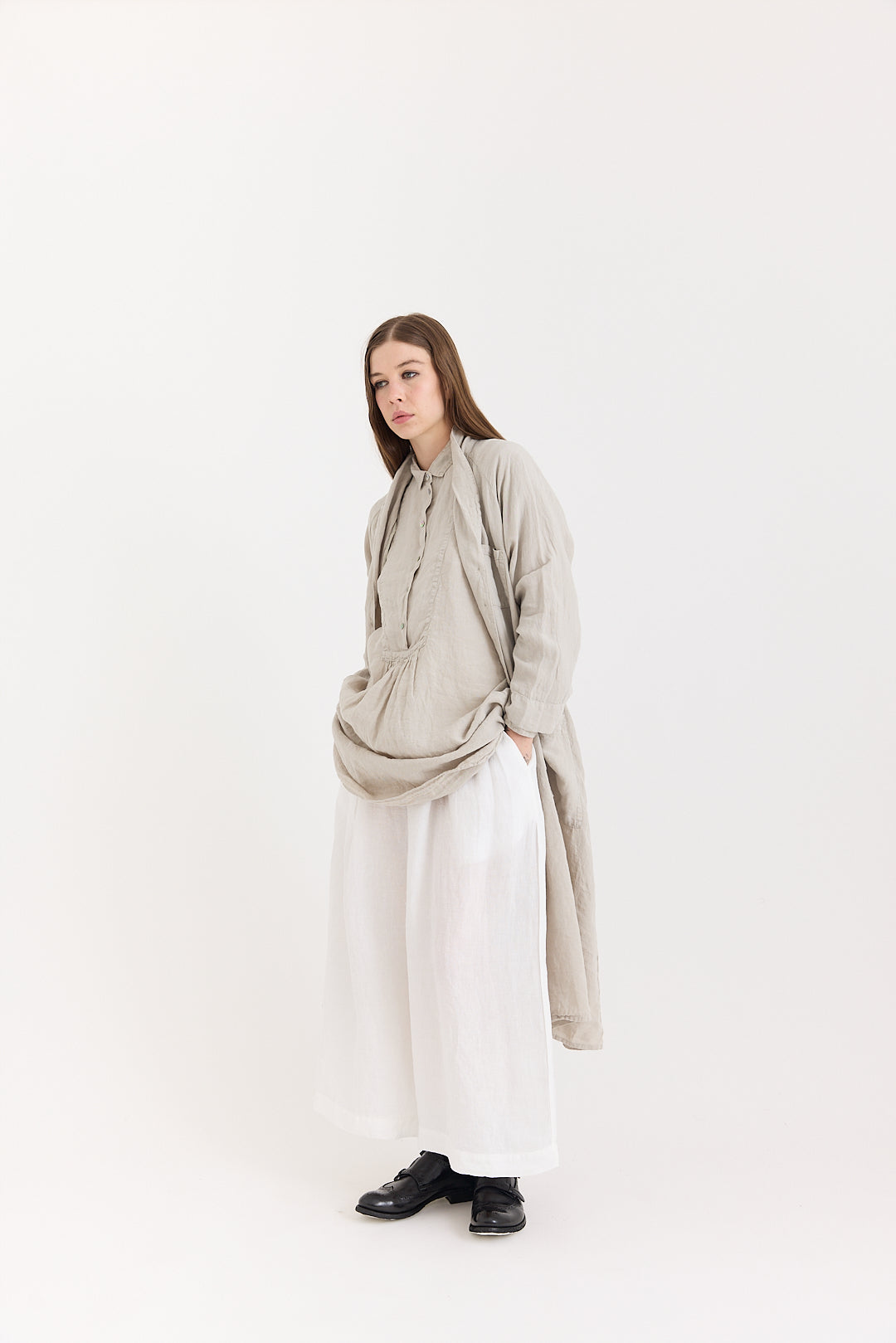 Fran Long Tunic Shirt - Light Linen
