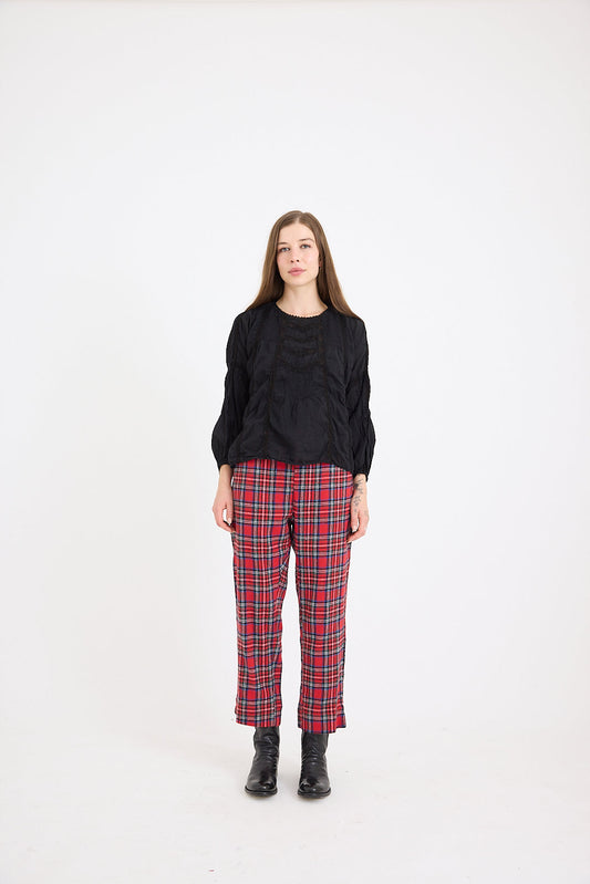 Lexi Capri Pant in Red Tartan Check