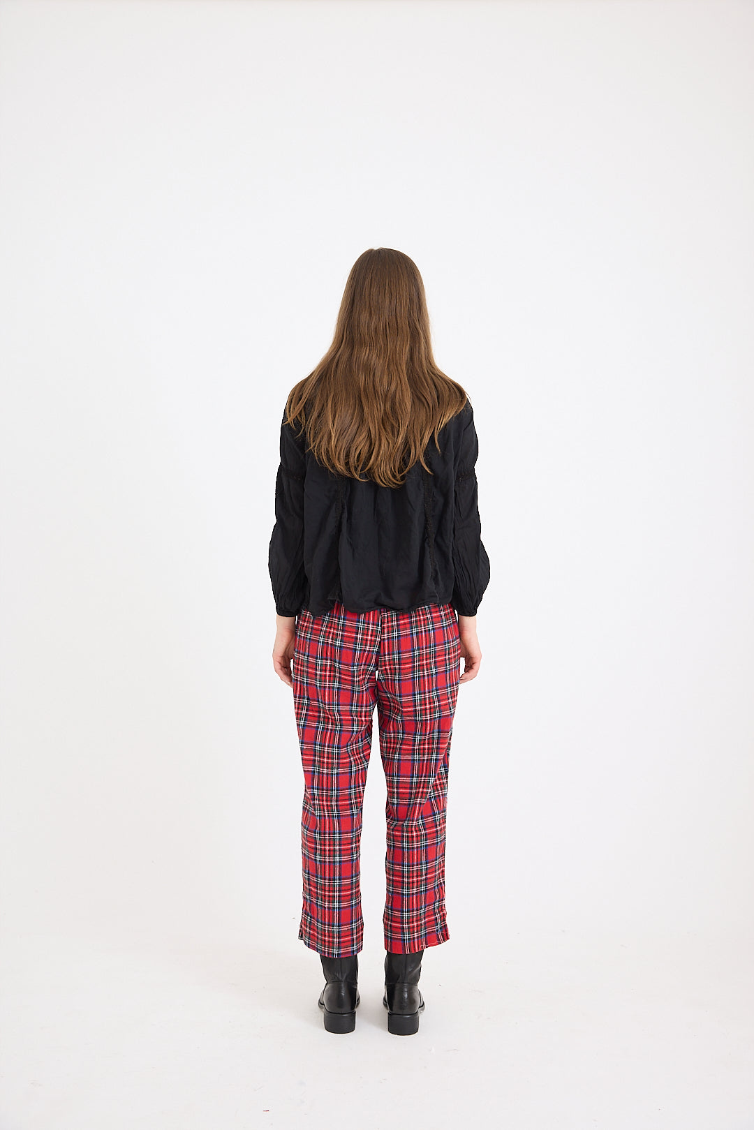 Lexi Capri Pant in Red Tartan Check