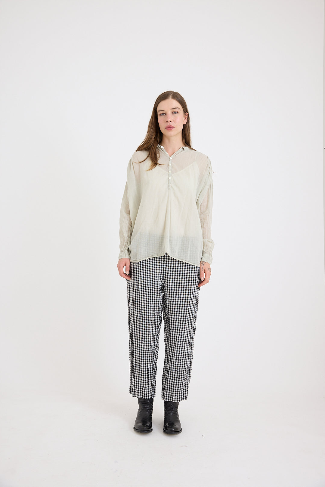 Lexi Capri Pant in Black & White Gingham Linen