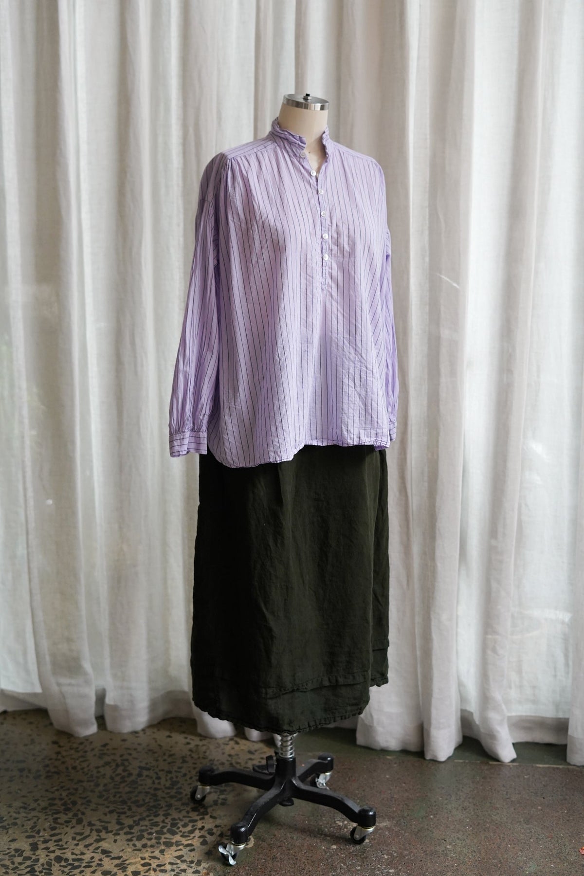 Hill Blouse - Fine Stripe Cotton Voile